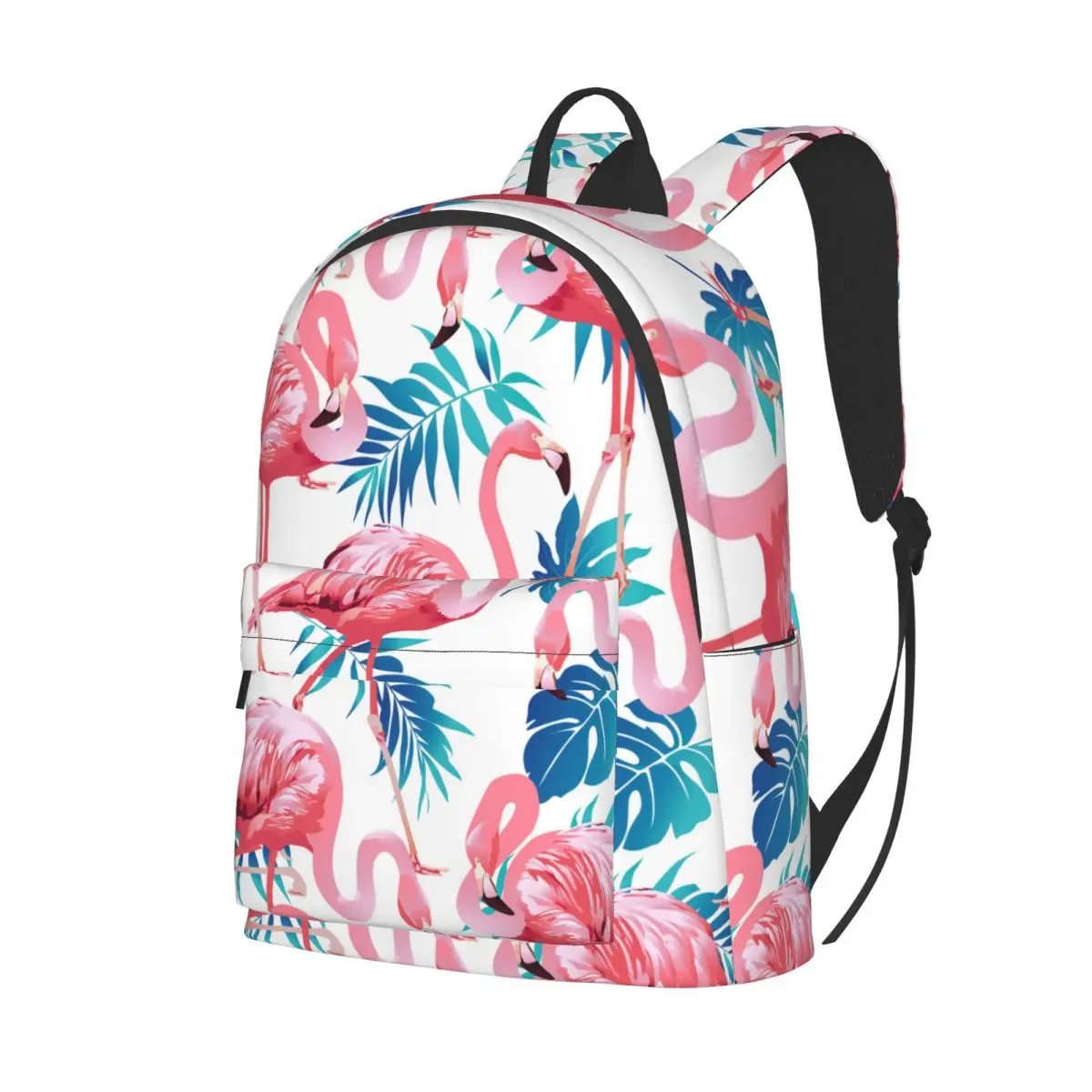 

Backpack Schoolbag for Teenager Girls Boys Tropical Palm Leaves With Exotic Flamingo And Hibiscus Flowers Bag Student Book Pack