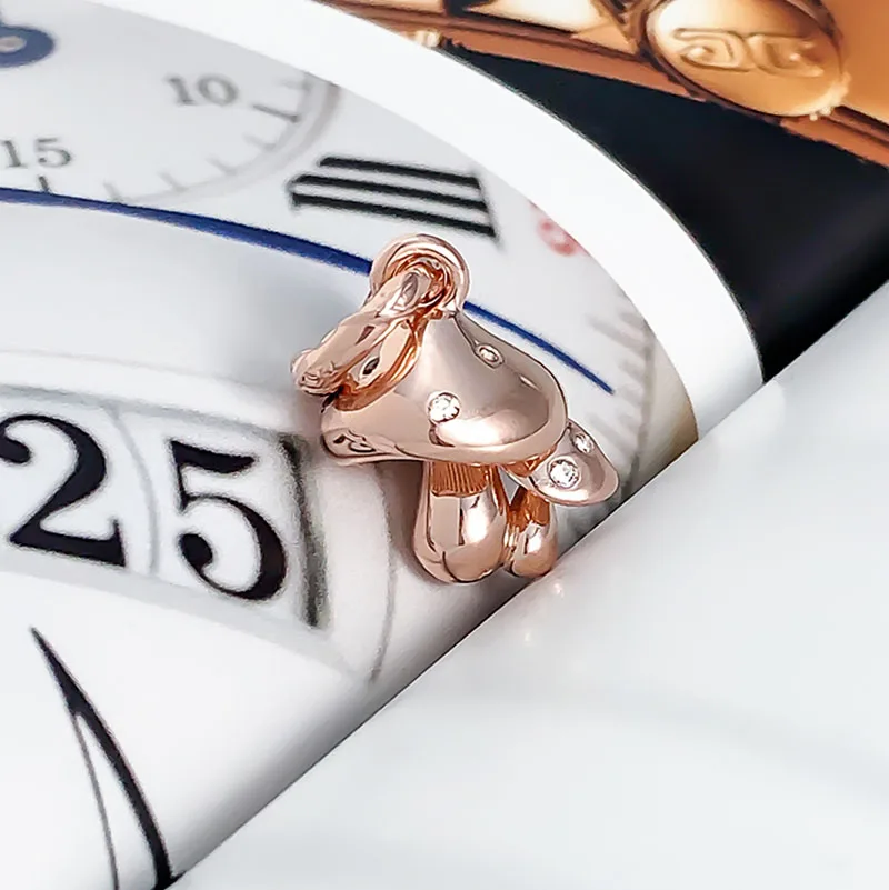 

Authentic 925 Sterling Silver Charm New Rose Gold Sparkle Mushroom Pendant Fit Pandora Women Bracelet & Necklace Diy Jewelry