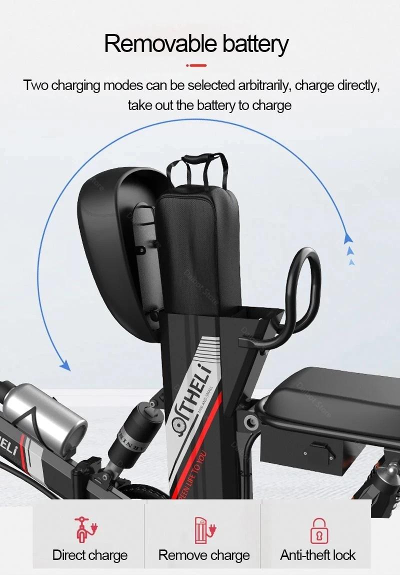 Складной электрический мини велосипед 12 дюймов 2 колеса 350 Вт 48 В 60