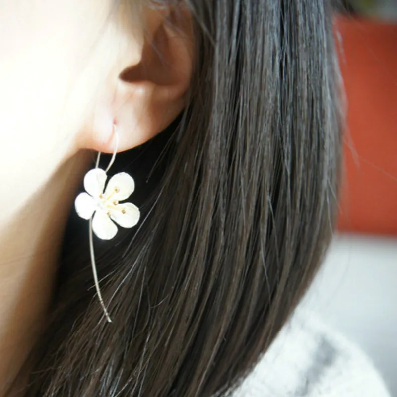 Женские длинные серьги-кисточки в виде цветка из стерлингового серебра 925 пробы