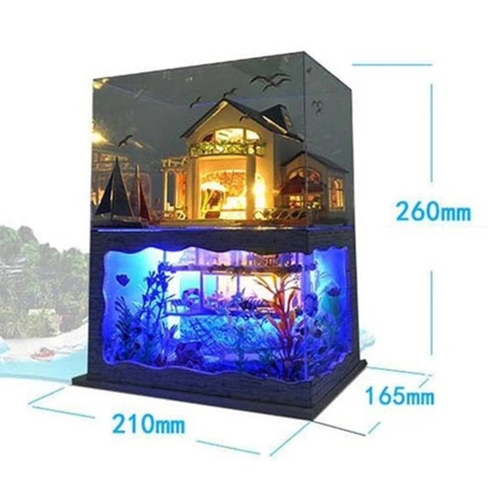 

2020 Doll House Furniture LED Light DIY Wooden Mini Dollhouse Assemble Toy Doll Props Creative DIY Wooden House Toys Doll House