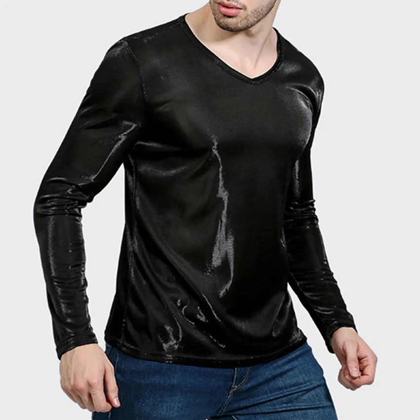 Новая мужская одежда для ночного клуба модная однотонная яркая Мужская футболка