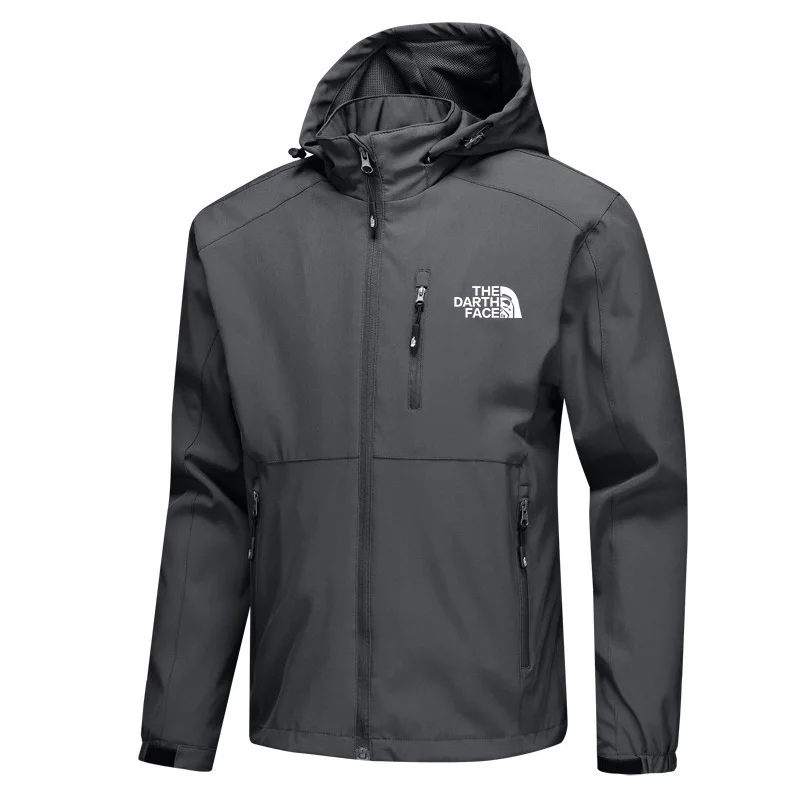 

2021 new soft shell jacket outdoor sportswear men's hiking camping skiing mountaineering men's jacket solid color Hooded Jacket