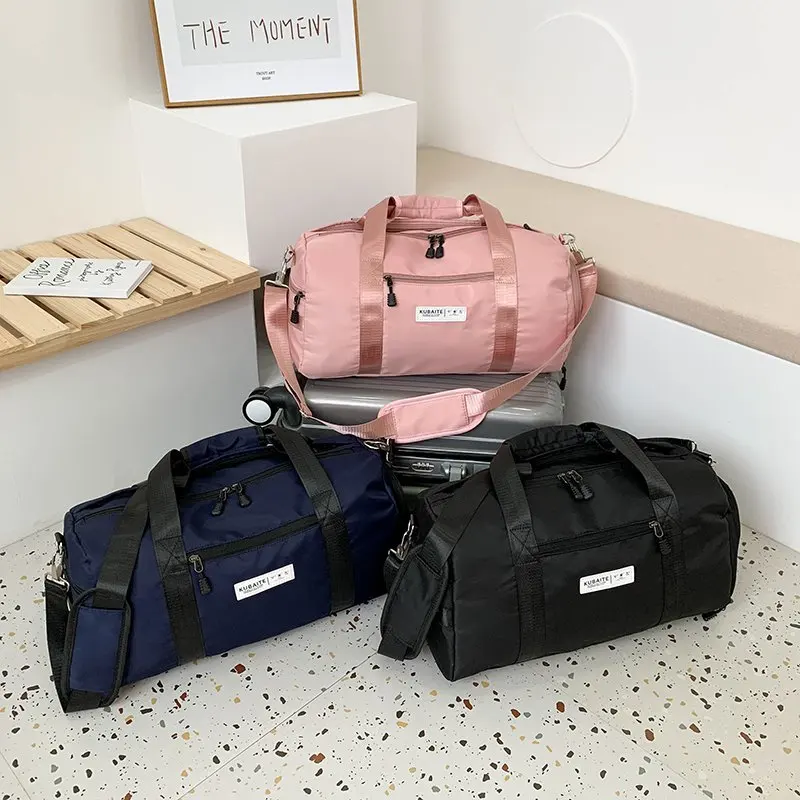 

Dry And Wet Separation Portable Travel Bag With Shoes Outdoor Sports Handbags Waterproof Nylon Cloth Luggage Bag With Zipper