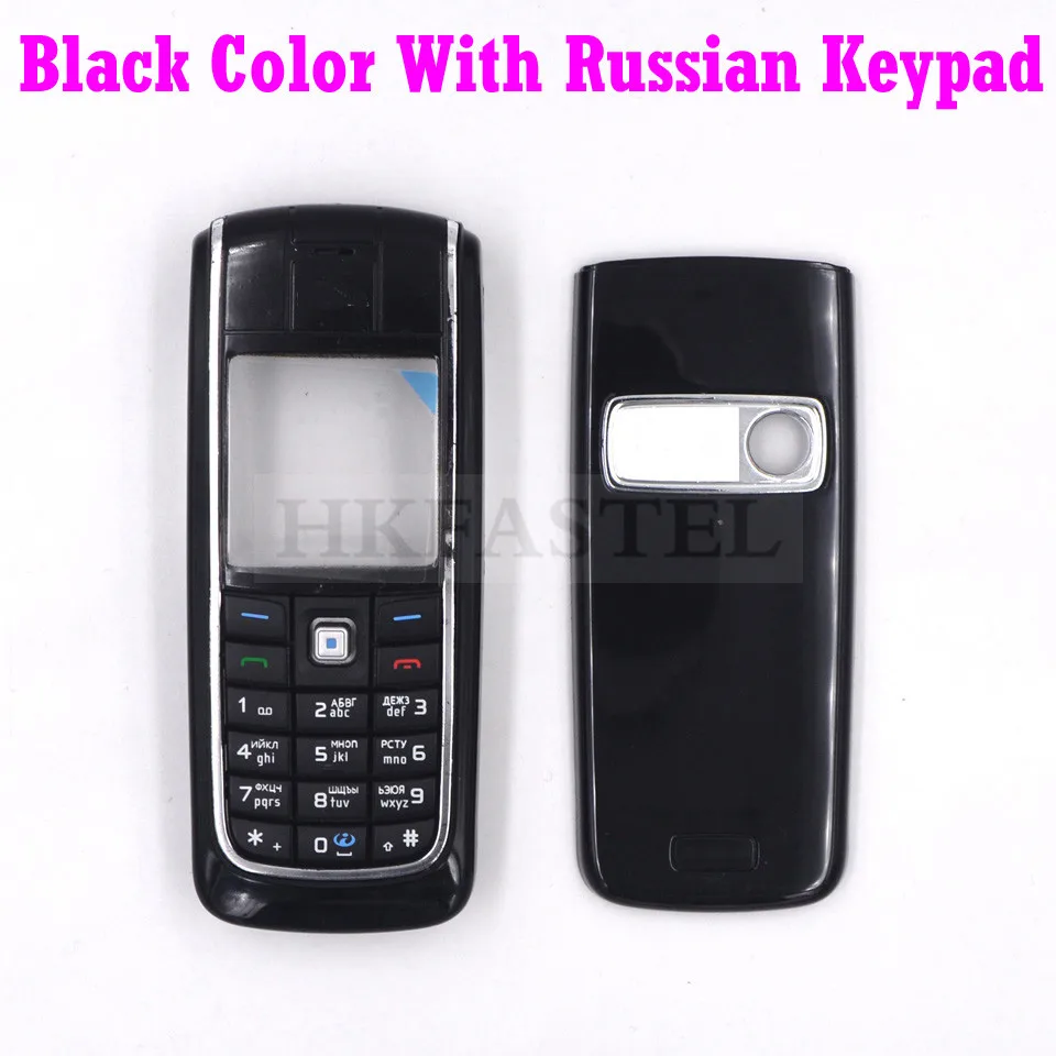 Black Russian HKFASTEL, корпус, клавиатура для Nokia 6020, передняя рамка для ЖК-дисплея, задняя крышка, чехол для батареи, китайский/русский/иврит, клавиатура - Цвет: Black Russian
