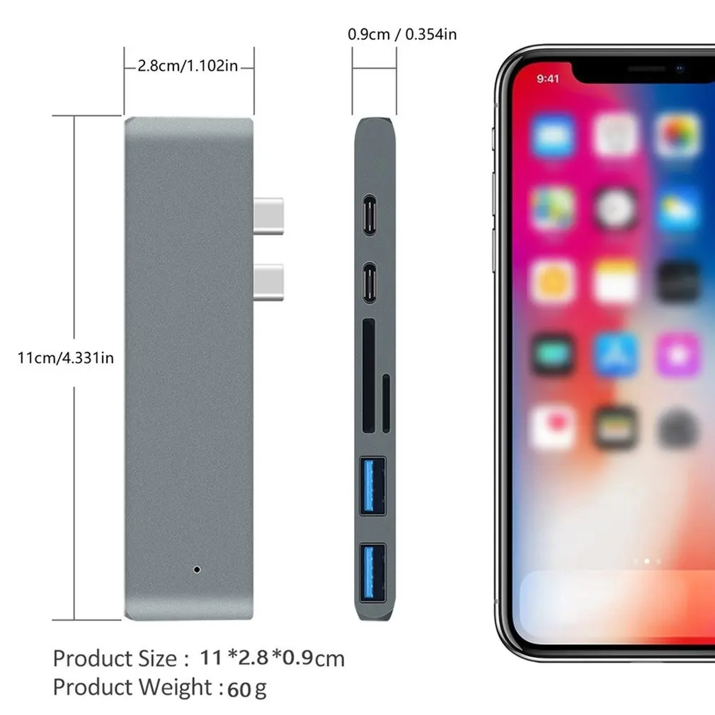 USB 3 1 Type C концентратор HDMI совместимого адаптера 4K Thunderbolt с 0 TF Card Reader слот PD для MacBook