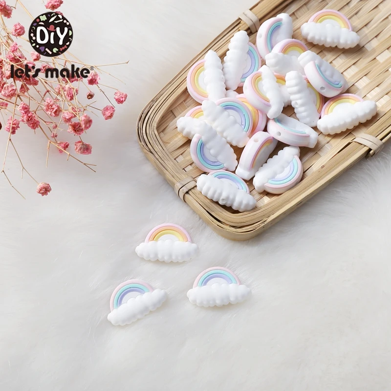 

Let's Make 100pcs Siilicone Cloud Beads Safe and Natural Sensory Chewing Toy Interactive Toys DIY Accessories Baby Teether