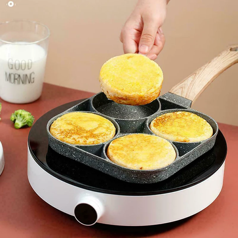 4 Hole Fried Egg Burger Pan Non-stick Multipurpose Frying Kitchen Utensil For Gas Stove Induction Cooker Tool |