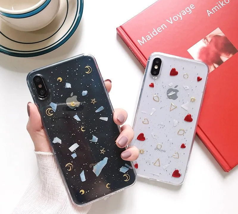 Gimfun Блестящий Moon Love Heart чехол для iPhone X XS XSMAX XR прозрачные блестки Звезды Чехол 6s 7
