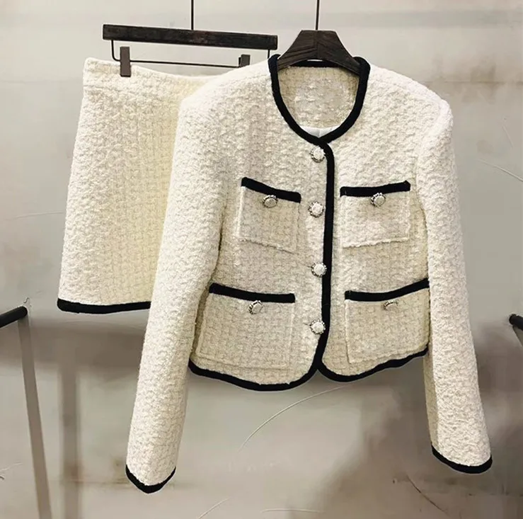 

Fashion Skirt Suit Vintage Elegant Ladies Outerwear Short Skirts Set Female New Arrive