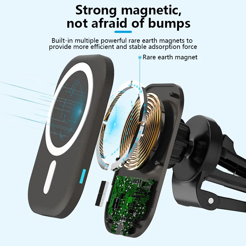 

For iPhone 12Pro Max Magsafe Car charger Magnetic phone holder For iPhone 12 magsafing 15W Fast wireless charging Air Vent Stand