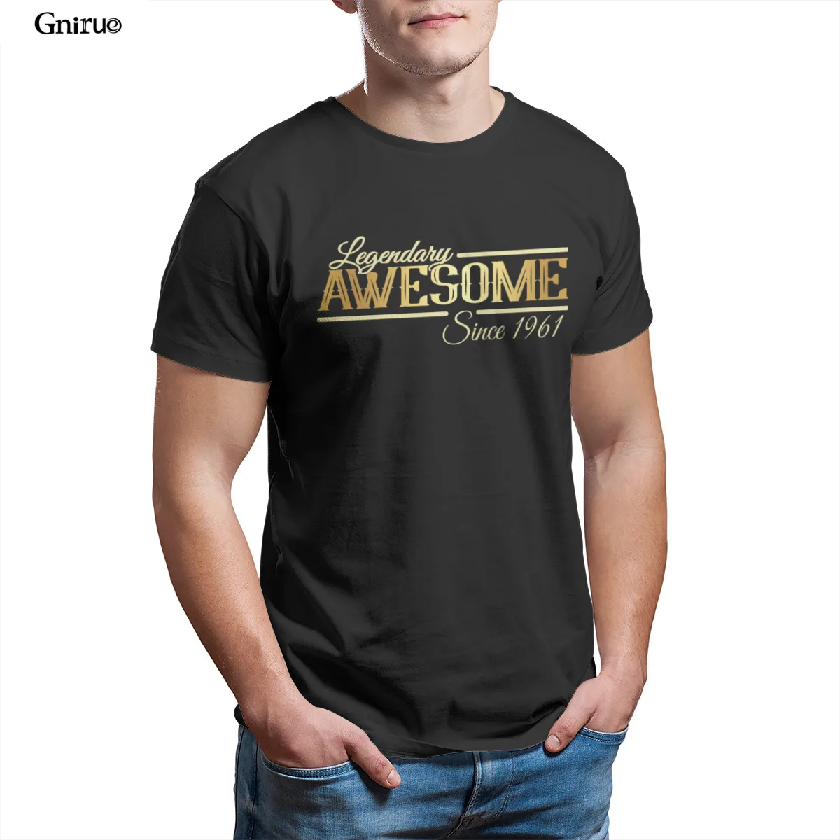 

Wholesale Awesome since 1961 Mens T-Shirt New 90s Korean Style Japanese Style For Boy Mens Clothes 86280