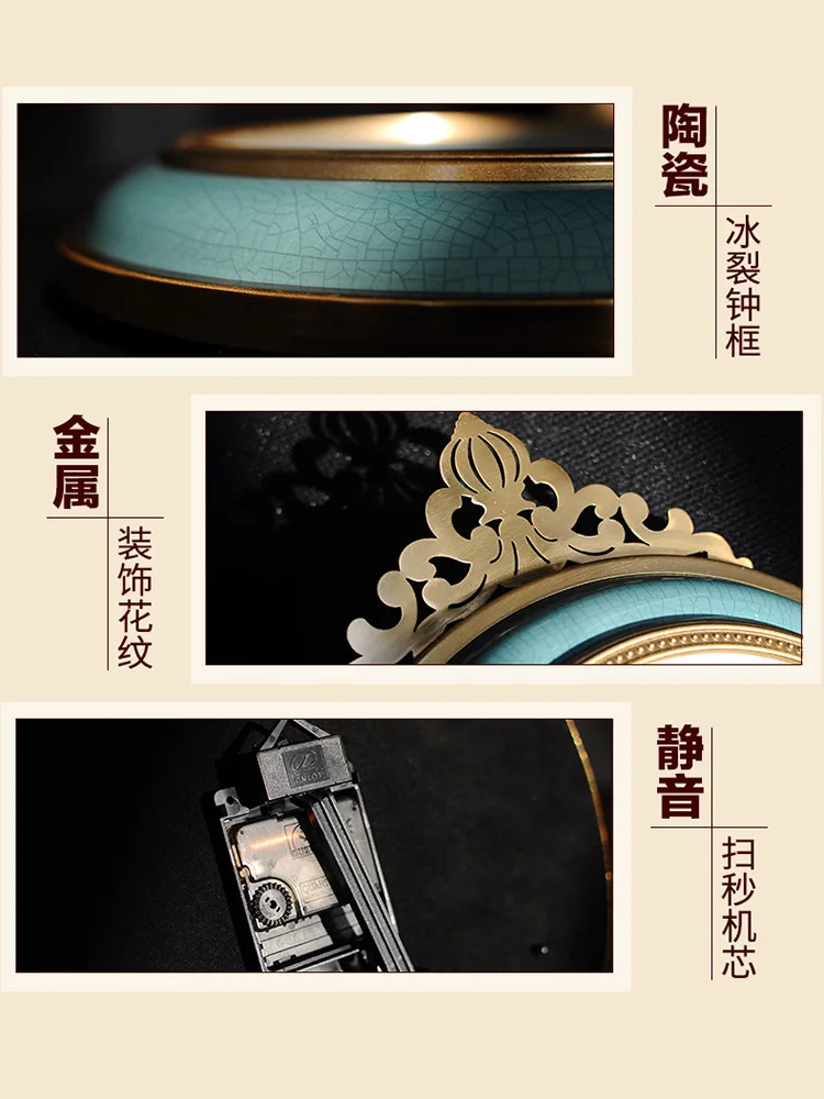 Большие металлические настенные часы винтажные керамические 3d маятниковые для