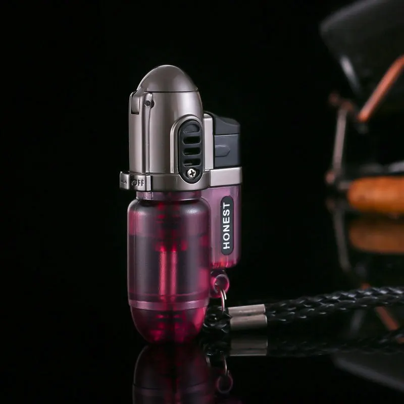 Металлическая зажигалка с ремешком портативная сигаретная Бутановая Зажигалка