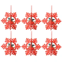 6pcs door hollowed out home small party christmas hanging ornament accessories snow holiday wooden pendants festival tree bell