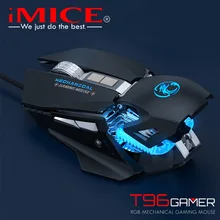 iMice T96 7200 DPI RGB Mechanical Gaming Mouse USB Wired Computer Gamer Optical Mice for Laptop PC Game Mouse Custom Macros