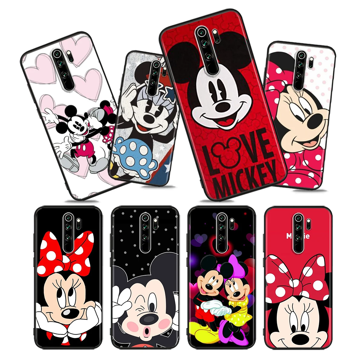 

Disney Cartoon Mickey Minne For Xiaomi Redmi Note 10 10S 9T 9S 9 8T 8 7 6 5A 5 4 4X Prime Pro Max Black Phone Case