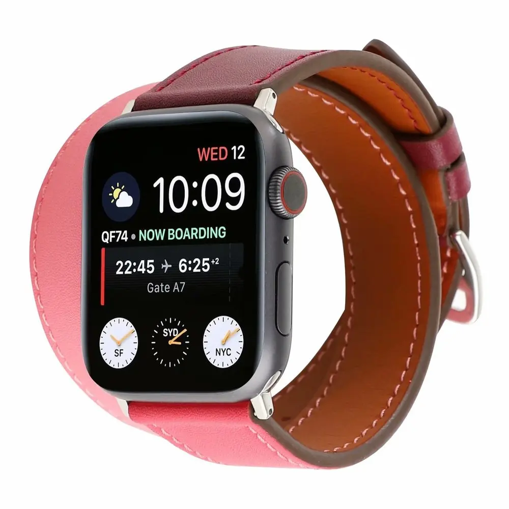Двойной ремешок для iWatch серии 4 3 2 1 удлиненная Петля из натуральной кожи Apple Watch Band