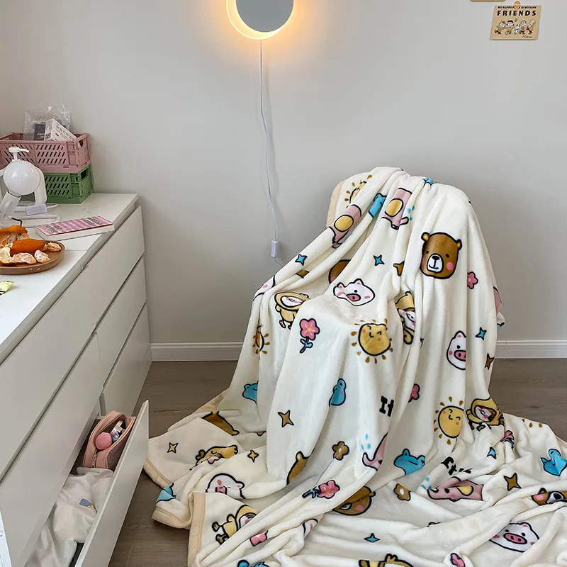 

Cartoon Blankets for Nap Beds Sofa Para Bebe Coperta Divano Throw Flannel Fluffy All Season Winter Bedding Single Double Blanket