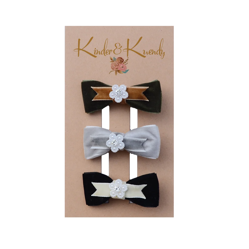 Очаровательные бархатные банты шпильки для маленьких девочек зимние заколки