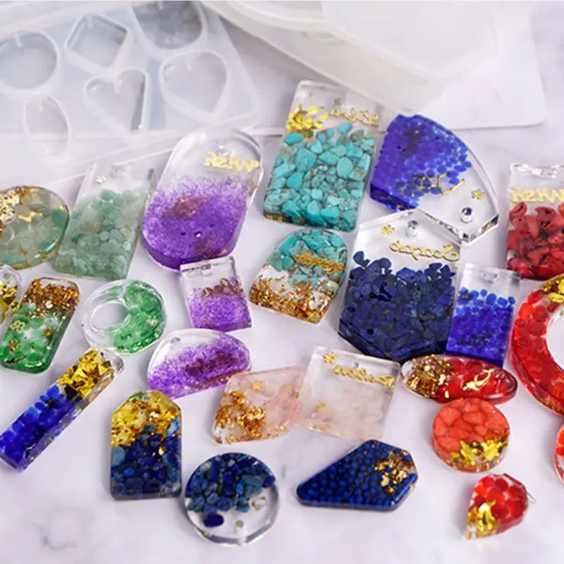 

2 Pcs/set New DIY Crystal Epoxy Mould UV Resin Necklace Pendant Earrings Mold