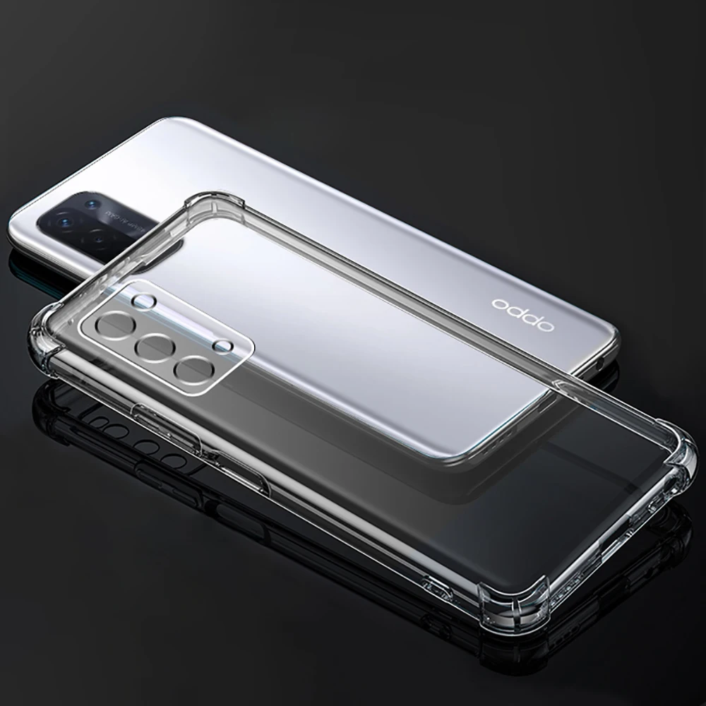 Airbag Shockproof Silicone Phone Case for OPPO A54 A74 A94 Funda A55 A95 A93 A93S 4G Camera Protective Capa 5G Transparent Cover | Мобильные