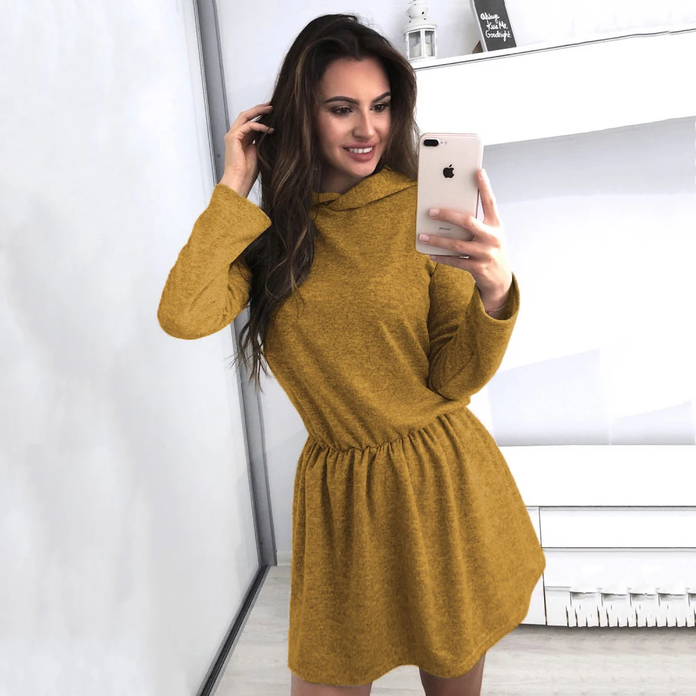 Женское трикотажное платье Zanzea осеннее из полиэстера с длинным рукавом и