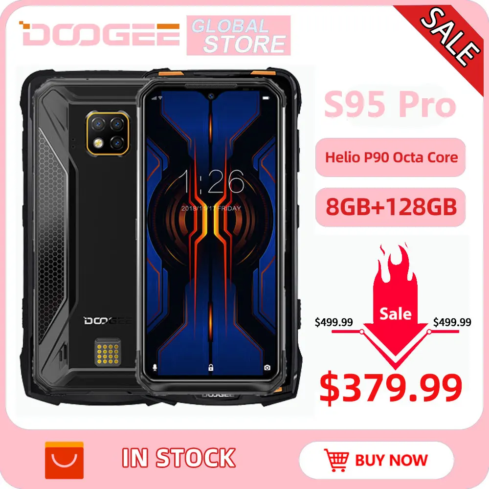 IP68 DOOGEE S95 Pro Helio P90 Восьмиядерный 8 Гб 128 ГБ 48мп камера Android 9,0 модульный прочный мобильный телефон 6,3 дюймов FHD дисплей 5150 мАч