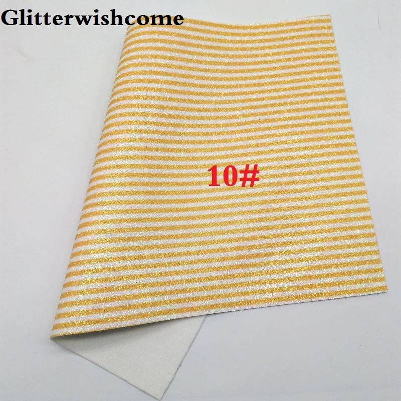 Glitterwishcome 21X29 см A4 Размер печатные полосы блеск синтетическая кожа искусственная из искусственной кожи Ткань Винил для бантов, GM025A - Цвет: 10