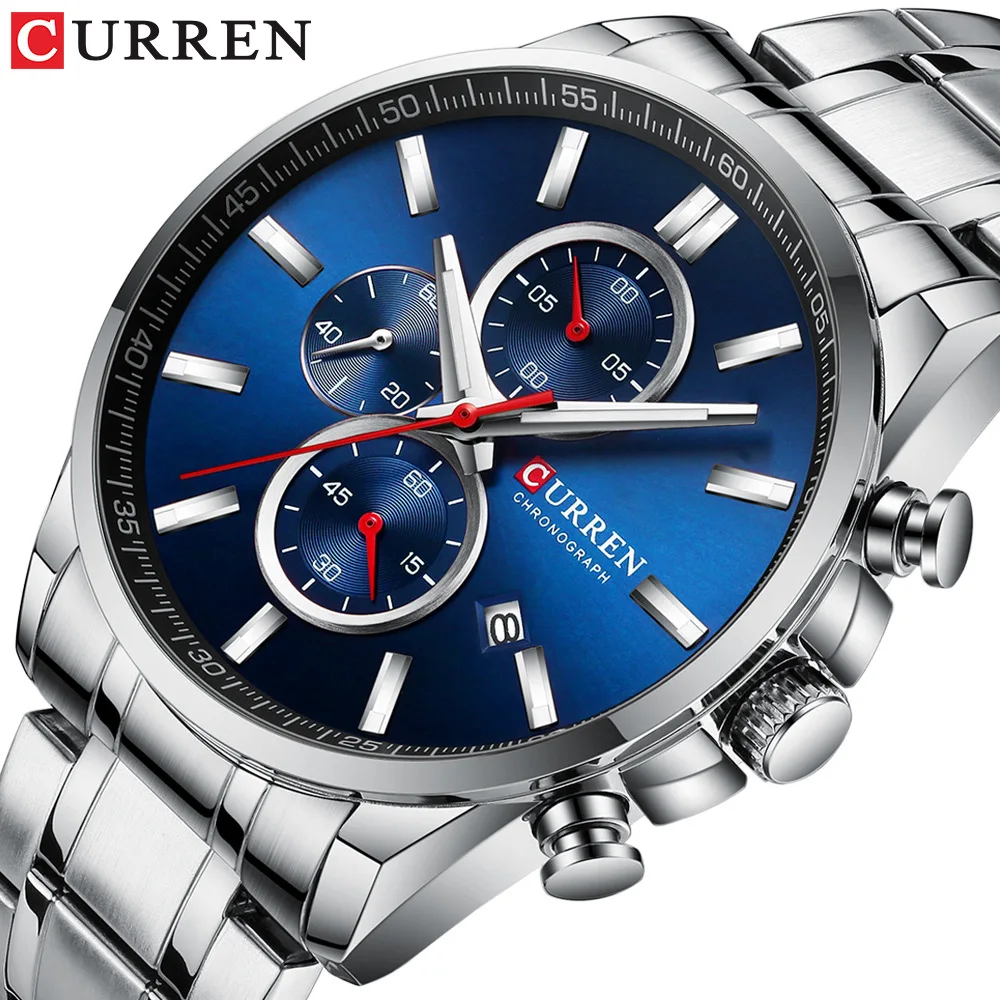 

CURREN Men's Watch Causal Sport Watches Top Luxury Brand Blue Steel Quartz Wristwatch Chronograph Military Male Clock