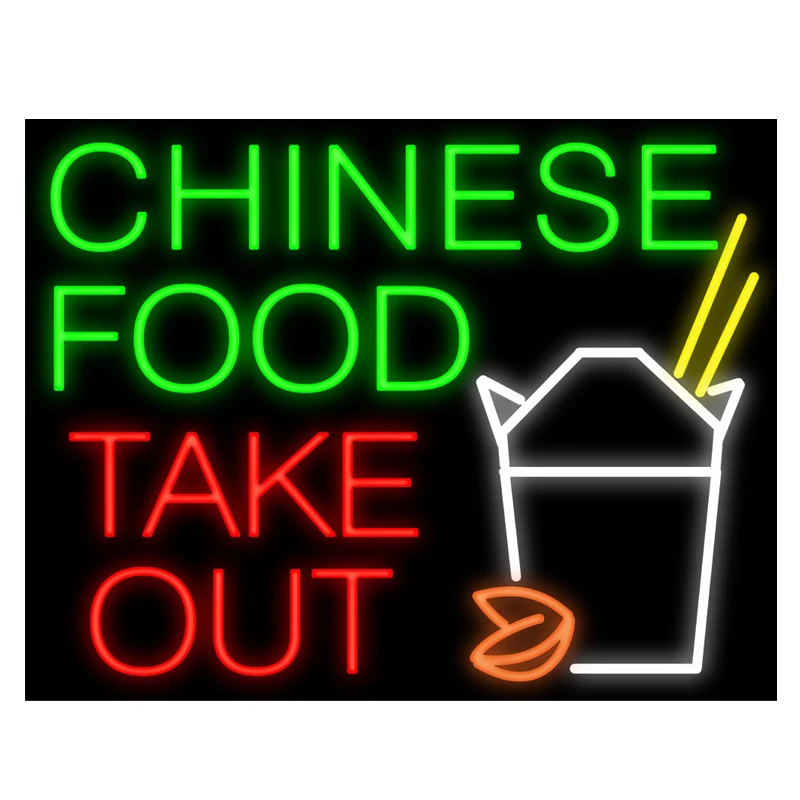 Неоновая вывессветильник для китайской еды трубка из настоящего стекла ручной