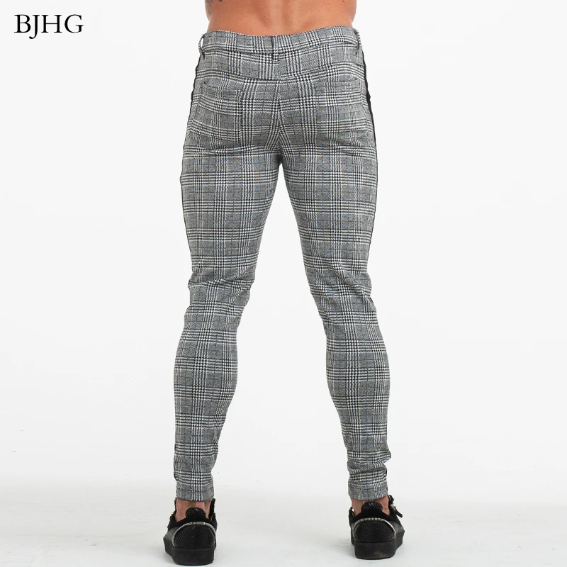 BJHG мужские s чиносы облегающие брюки для мужчин Чино Брюки Клетчатый дизайн