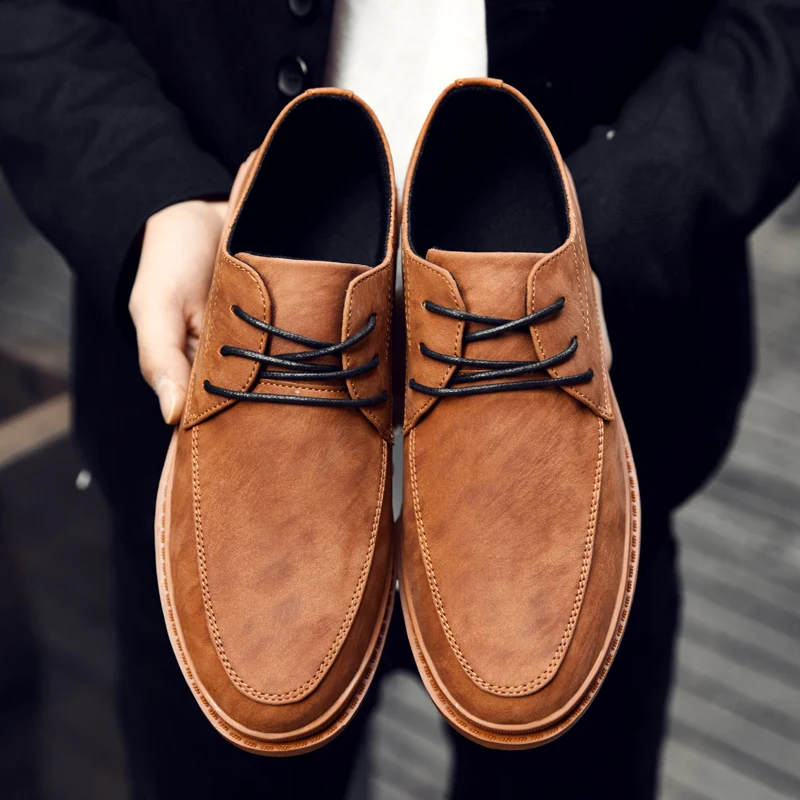 retro elegant leather men casual shoes italian dress work male footwear classical moccasins homme designer oxford for | Обувь