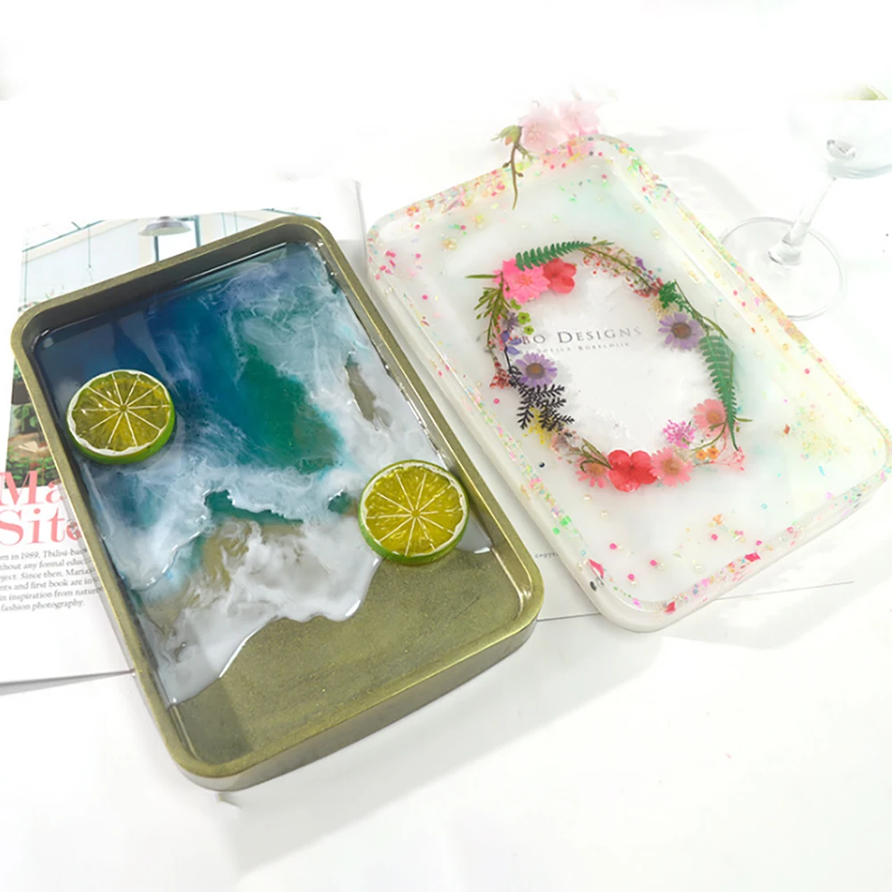 

DIY Rectangle Fruit Tray Coaster Crystal Epoxy Resin Oval Storage Coaster Silicone Mold Resin Mould Casting Molds Jewelry Making