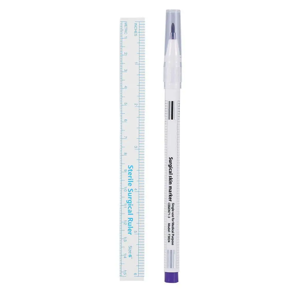 White Handle 1mm 4 типа татуировки пирсинг кожи Маркер Полупостоянный бровей губ Маркер Ручка Водонепроницаемый татуировки позиционирования макияж ручка с линейкой - Цвет: White Handle 1mm