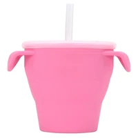 baby cup bright color snack cup anti deform with straw useful soft baby water snack glass