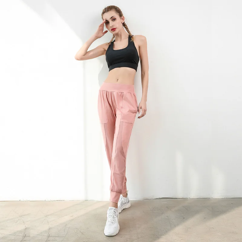 Yoga Pants Women Ventilate High Waist Thin Solid Running Sports Fitness Trousers Fast Drying Pocket Loose Casual Joggers Type