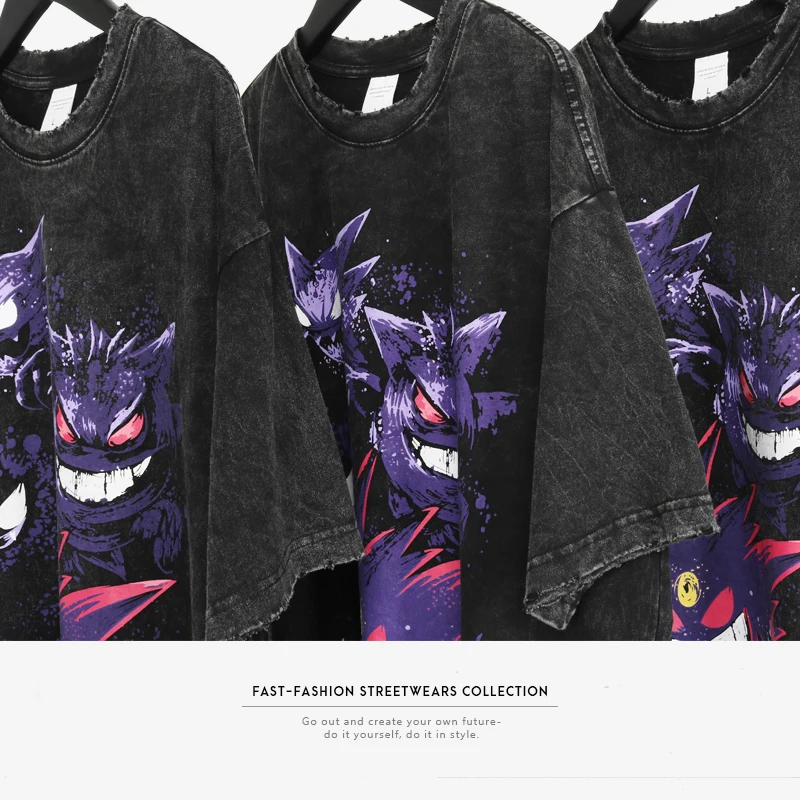 Футболка мужская в стиле хип хоп забавный узор потертая футболка из чистого