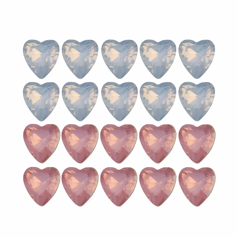 

100pcs 8mm Heart Resin Crystal Rhinestone Opal and Pink Love Flatback Cabochon Garment Dress Jewelry Making DIY Accessories