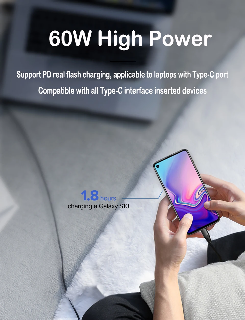 60 Вт USB C к usb type-C кабель для huawei mate 20 P30 PD QC 4,0 Быстрая зарядка кабель для передачи данных для Macbook samsung S8 S9 Plus USB C кабель