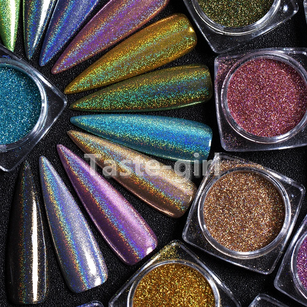 

12 Colors nail dipping powder holographic glitter nail art decorations powder laser pigment powder manicure tool set