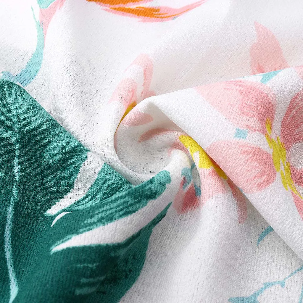 SAGACE Fashion Dress Women Casual V-Neck Leaves Print beach dresses and tunics Short Sleeve Split Bandage sexy party | Женская одежда