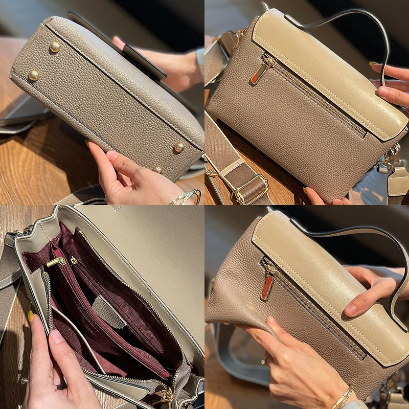 

New Fashion Genuine Leather Panelled Shoulder Bags High Quality Messenger Bag Luxury Handbags Women Bags Designer Casual Totes