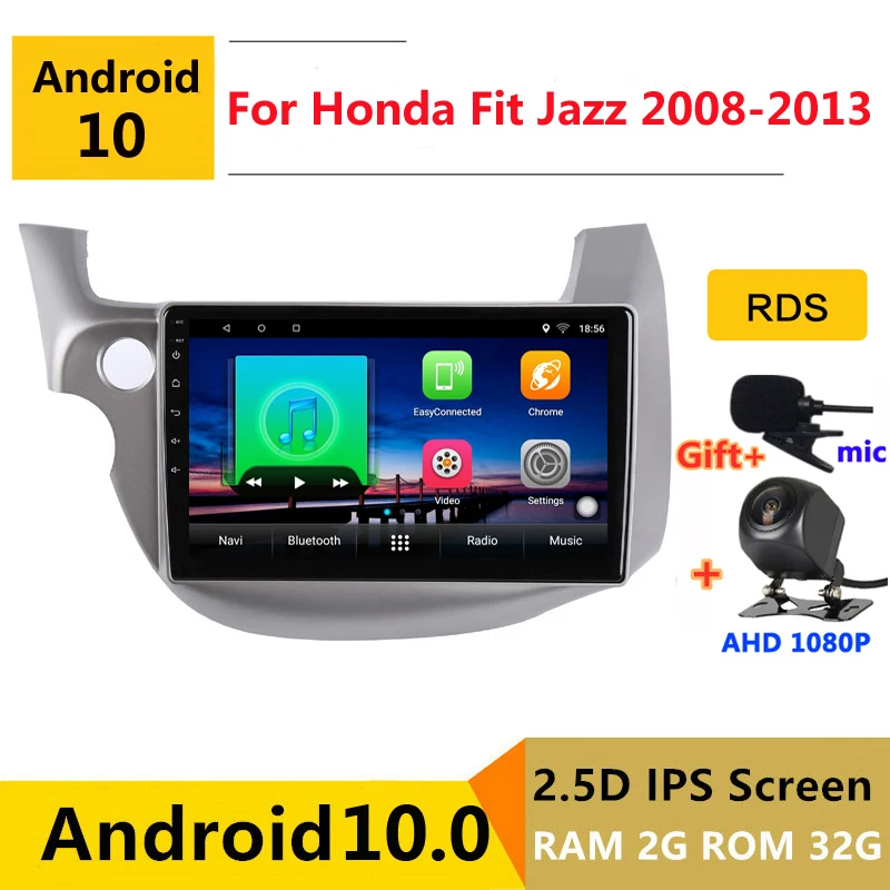 Автомобильный DVD-плеер на Android 10 мультимедийный плеер с GPS для honda fit jazz 2 GG 2008 09 2010 2011