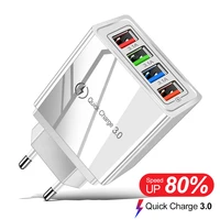 4usb charger qc3 0 euus phone travel wall mobile phone chargers fast for iphone12 huawei quick charge adapter ipad tablet