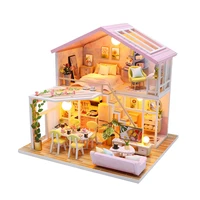 cutebee diy dollhouse wooden doll houses miniature doll house furniture kit with led toys for children birthday gift m2001