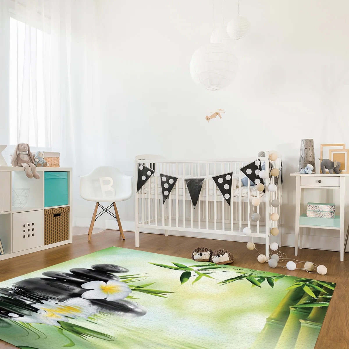 Домашний ковер бамбуковые листья белые цветы ковры для гостиной