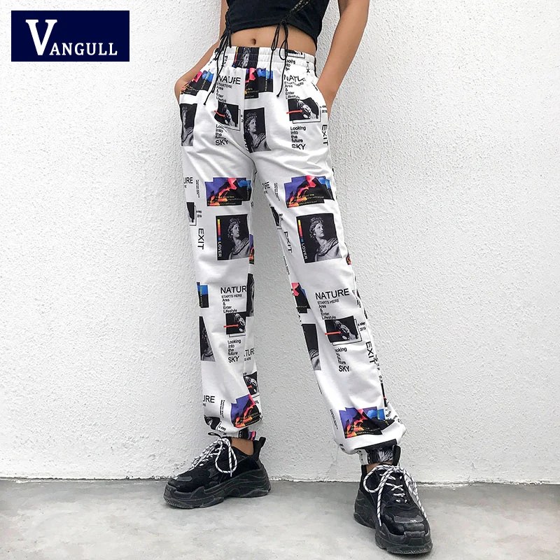 Брюки карго Vangull женские с принтом брюки широкими штанинами в стиле Хай стрит