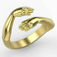 creative love hands hugging thumb ring women men personality punk opening ring jewelry wedding anniversary gifts for lovers