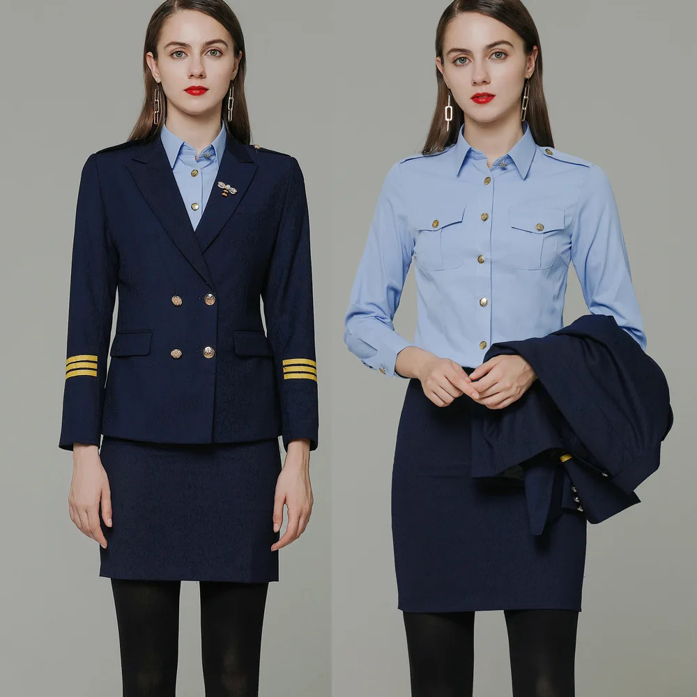 light Attendant Uniform Female Student Interview Art Examination Clothing Stewardess Uniform Business Suit Hotel Overalls Female